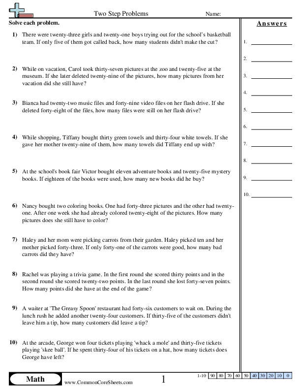2.oa.1 Worksheets - Add & Subtract worksheet